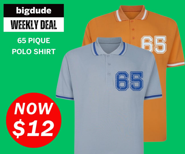 Bigdude weekly deal - 65 chest print polo shirt now $12